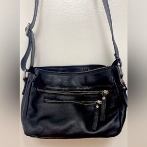Black leather crossbody purse